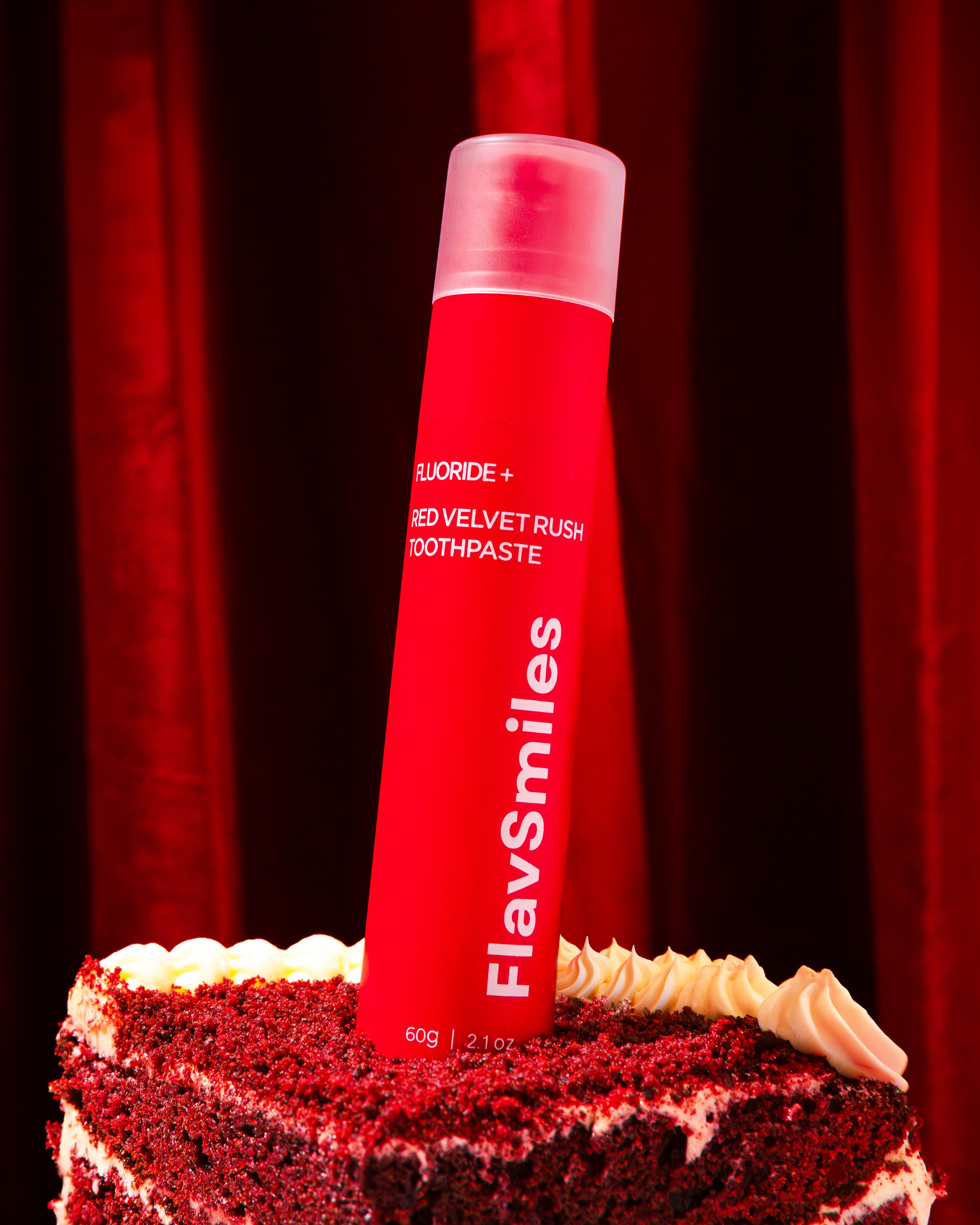 FlavSmiles Red Velvet Rush Cake Flavor Fluoride Toothpaste