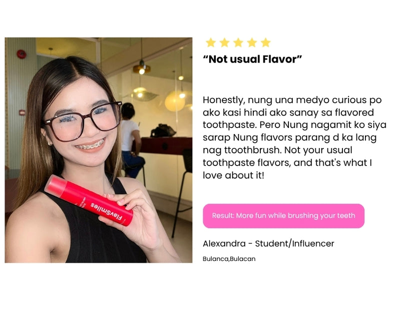 Customer testimonial 3 supplied in the FlavSmiles landing page brief